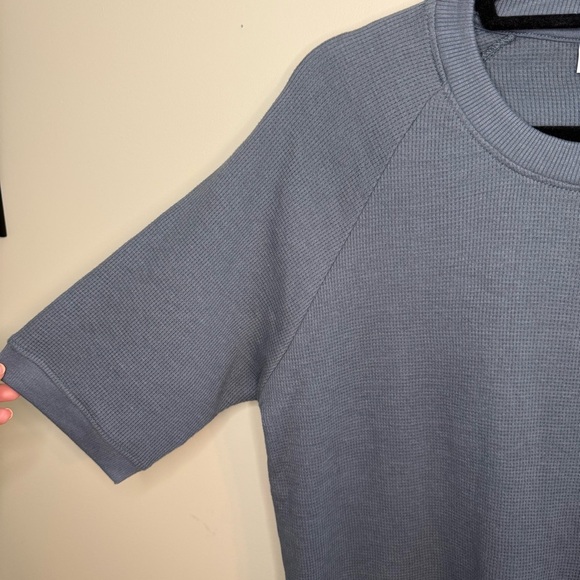 ONIA Men’s Oversized Waffle Knit Raglan T-Shirt Stormy Blue S - Picture 5 of 8